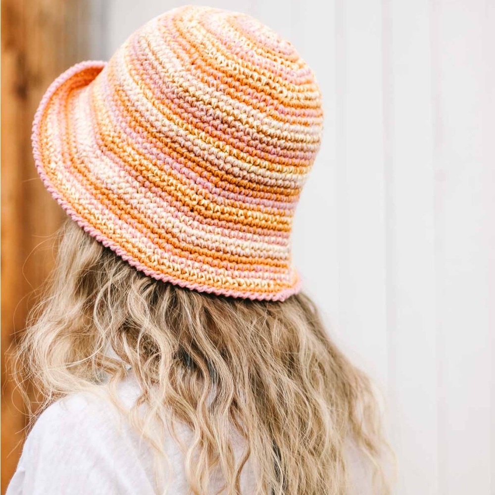 Crochet Striped Bucket Hat Handmade - Picture 3 of 8